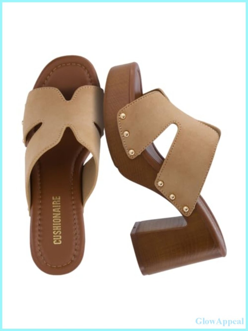 Women's Chunky Block Heel Slide Sandals Vegan Suede Studded